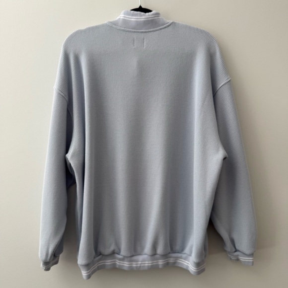 Boys Lie Cherub University Waffle Knit Henley Crewneck Sweatshirt Blue Sz S/M - Picture 3 of 15